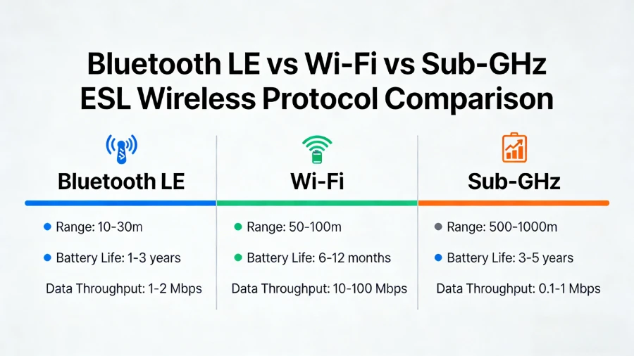 Bluetooth vs Wi-Fi vs Sub-GHz Étiquette électronique ya étagère