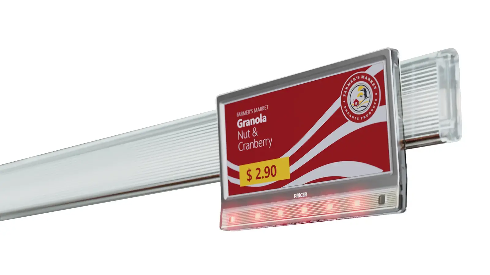 Pricer Plaza 3.7 inch electronic shelf label with optical flash function for European grocery retail
